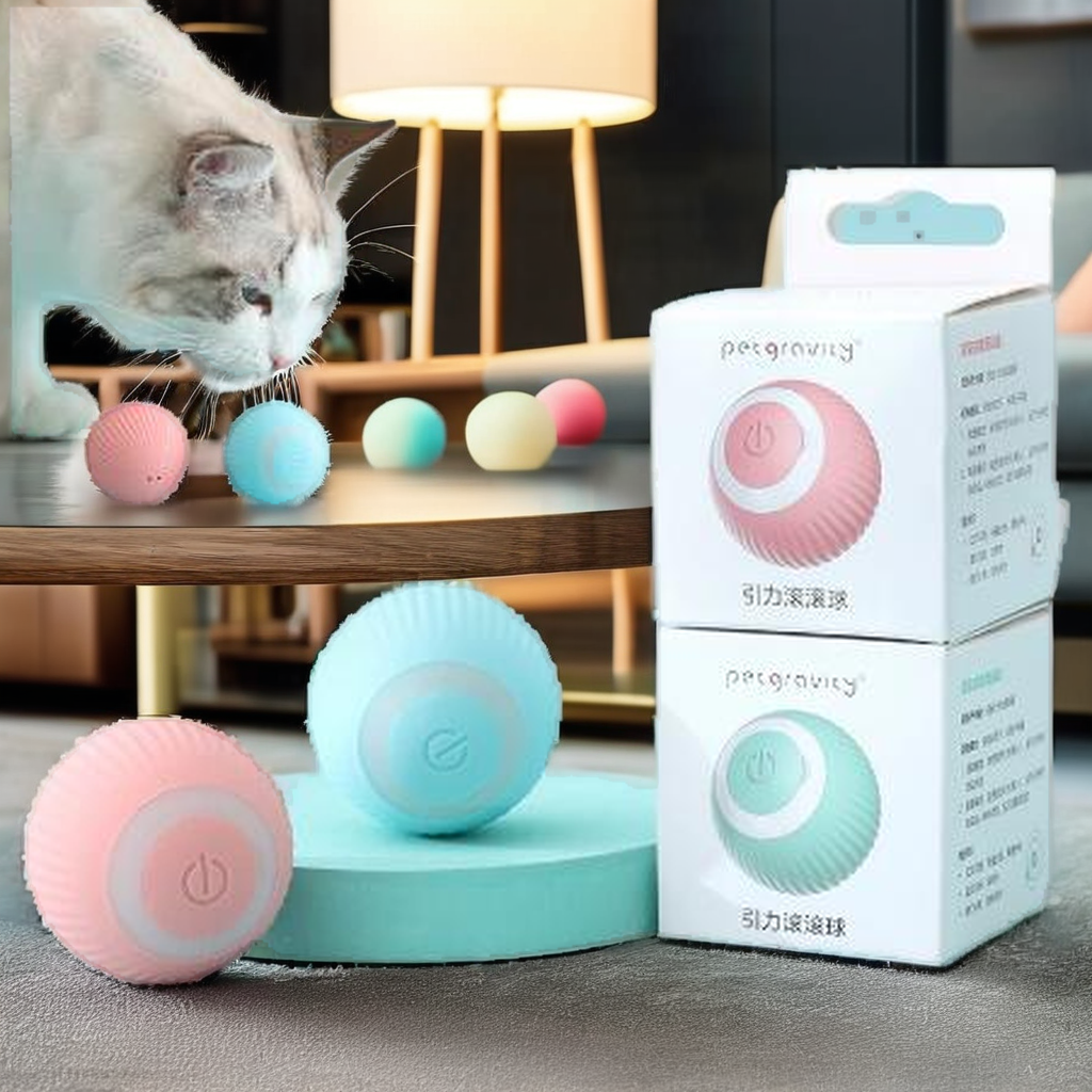 Giocattolo interattivo intelligente per gatti con sfera magica per interni automatico a rotazione